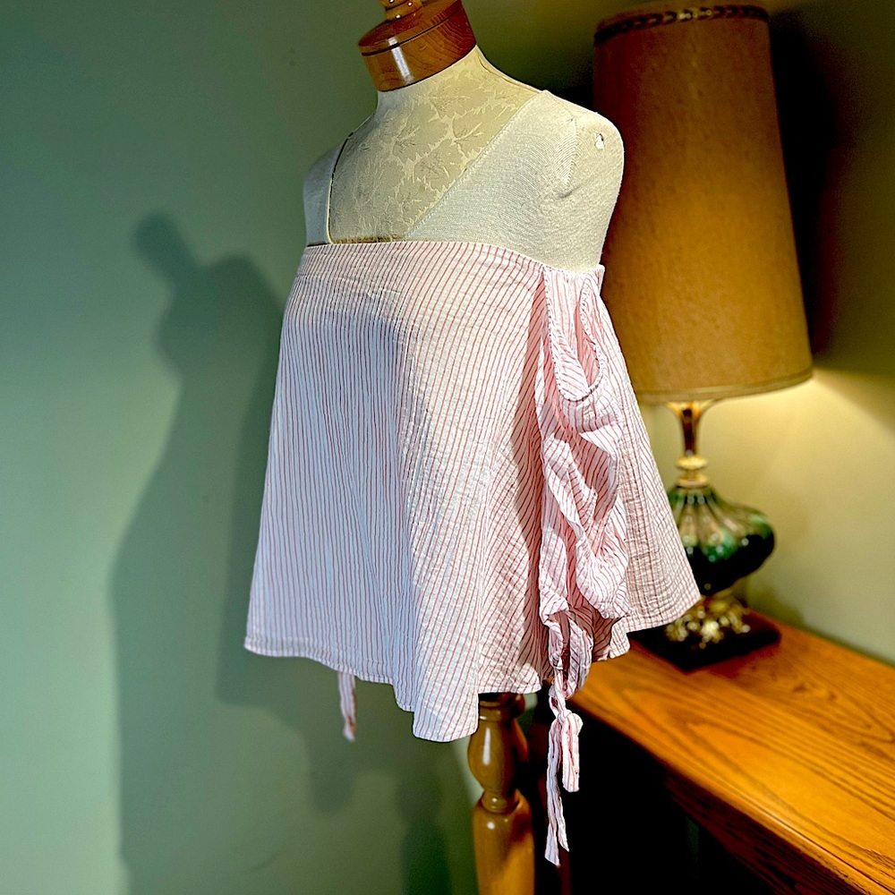 Club Monaco Off The Shoulder Pink Stripe Top